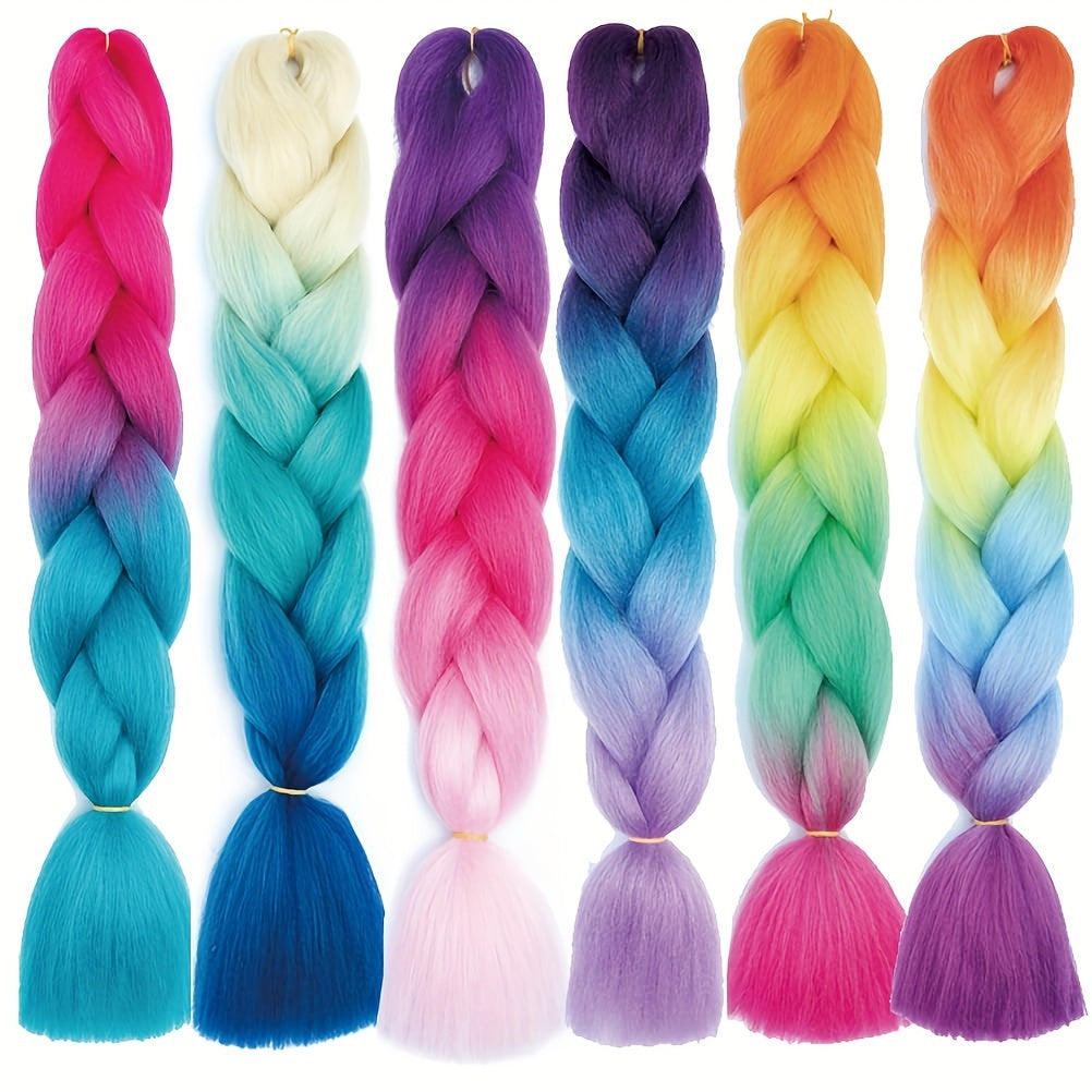 Braiding Hair Extensions for Women 6pcs 100g/Pack 24Inch High Temperature Ombre Jumbo Synthetic Braiding Hair for Twist Crochet Braids