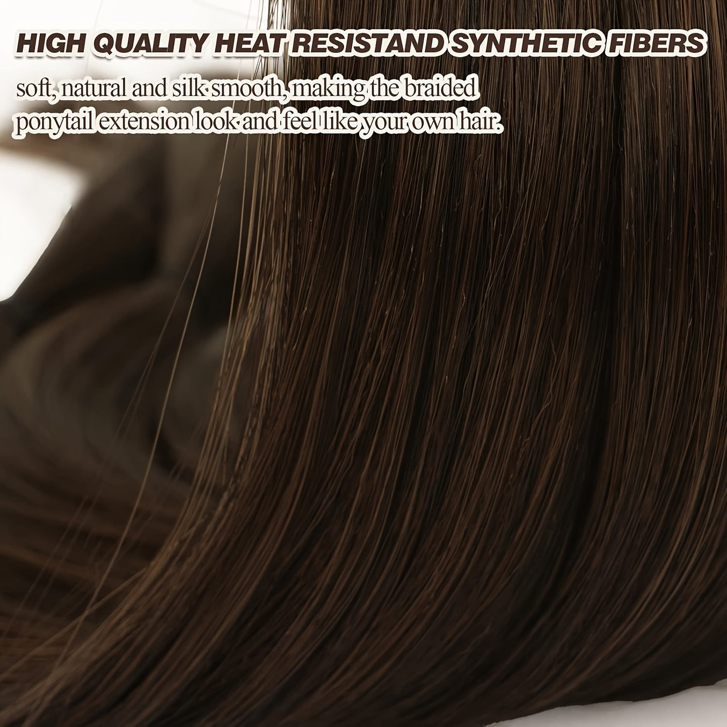 2PCS 76.2 cm Long Braided Ponytail Extension - Soft, Natural-Looking, DIY Wrap Around Hair Piece with Hair Tie - Straight, Synthetic Hair for Women and Girls