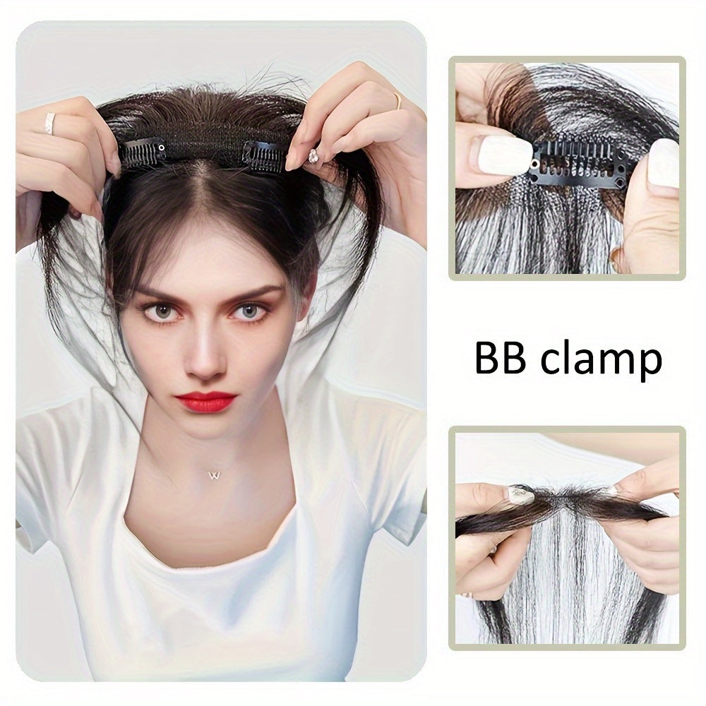 Unisex Sports Style Straight Hair Wig Bangs - Natural & Fluffy 3D French Bangs Hairpiece, Light & Thin Forehead Fringes, Suitable for All People