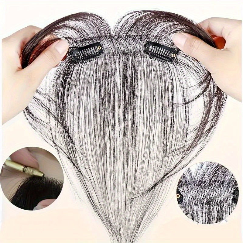Unisex Sports Style Straight Hair Wig Bangs - Natural & Fluffy 3D French Bangs Hairpiece, Light & Thin Forehead Fringes, Suitable for All People