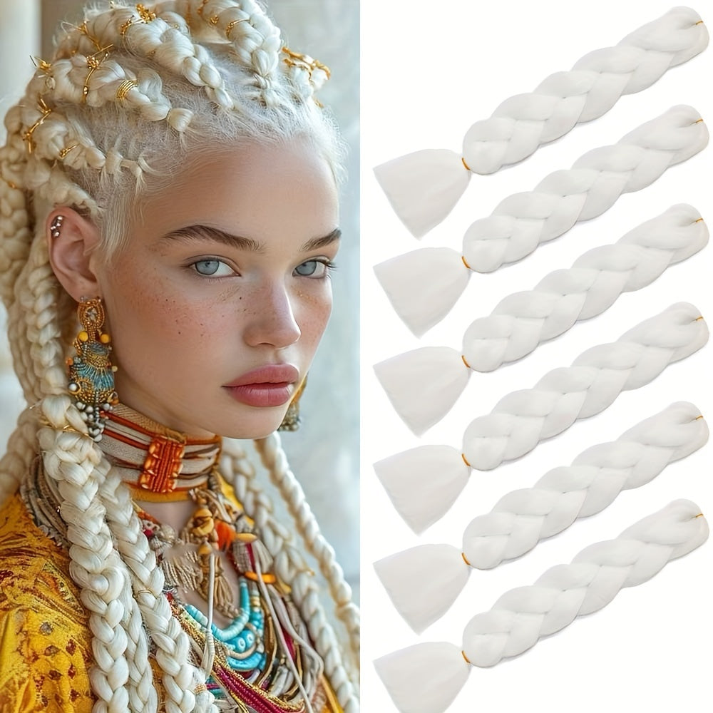 Braiding Hair Extensions for Women 6pcs 100g/Pack 24Inch High Temperature Ombre Jumbo Synthetic Braiding Hair for Twist Crochet Braids