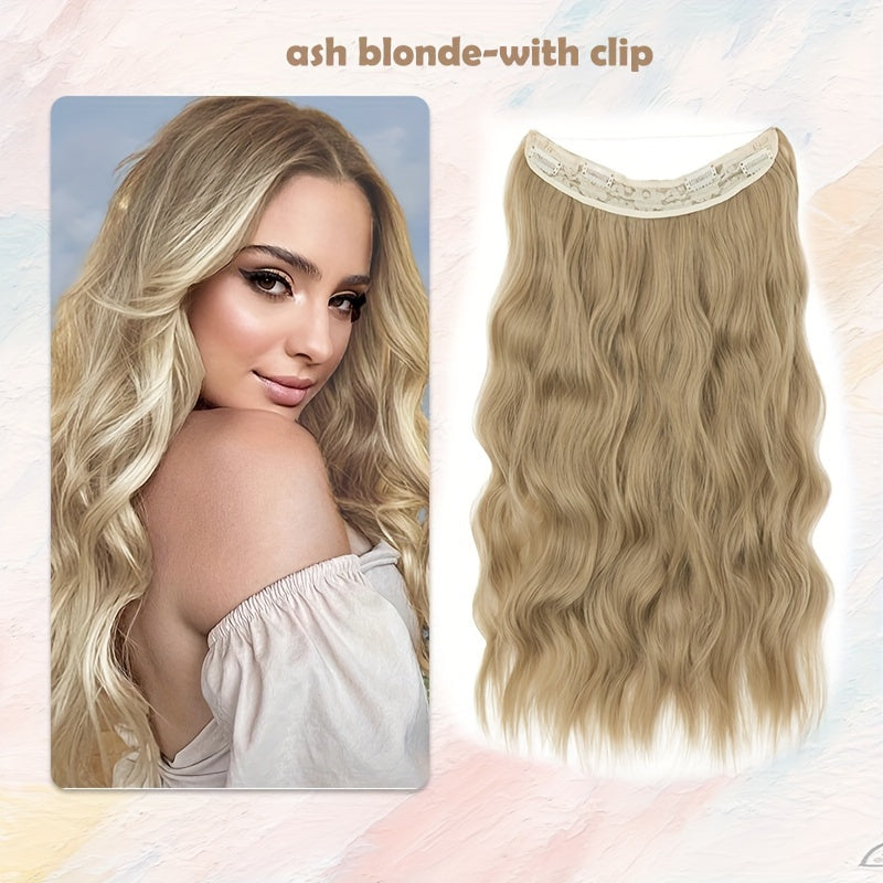 24-inch Wavy Curly Hair Extension With Invisible Headband, Adjustable Size, 4 Safety Clips, Secret Hair Extension Clips For Ladies