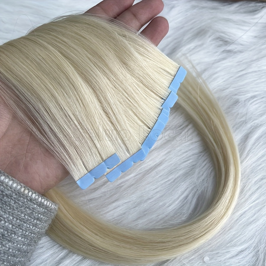 Natural Blonde Mini Tape In Human Hair Seamless Invisible Extensions 30.48-50.8 cm Long Straight Micro Tape Hair Color 60#