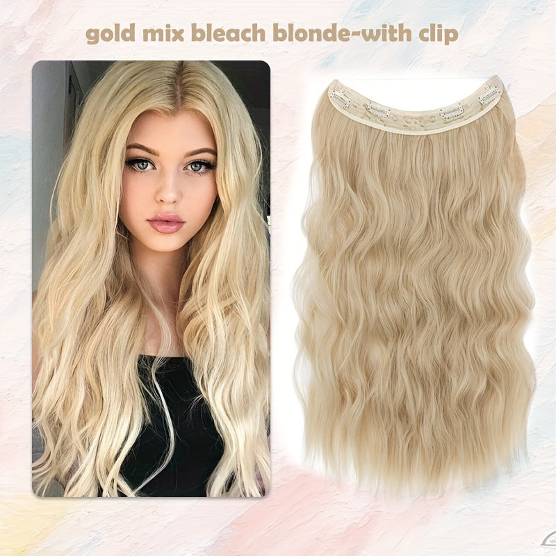 24-inch Wavy Curly Hair Extension With Invisible Headband, Adjustable Size, 4 Safety Clips, Secret Hair Extension Clips For Ladies