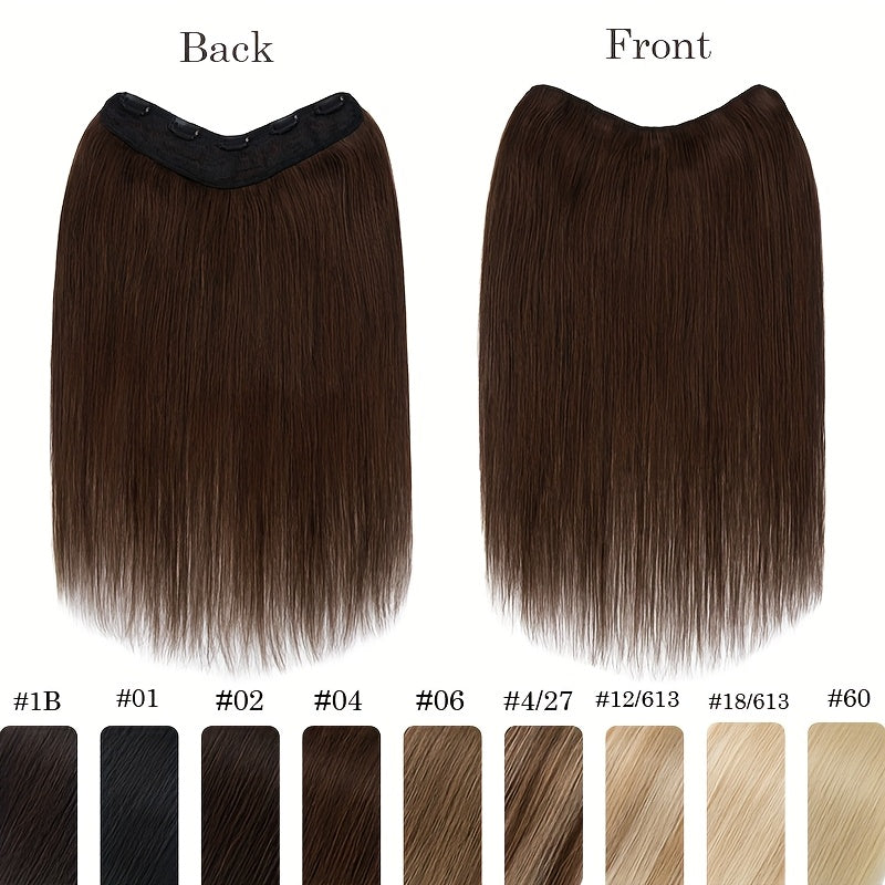 1pc 5 Clip-in Elegant Straight V-Shape Hair Extension Real Human Hair Accessories for Women and Girls 40.64-55.88cm Voluminous Look with Decorative Clips Increase Hair Volume Halloween Christmas Festival Perfect for Diverse Hairstyles Party Essentials