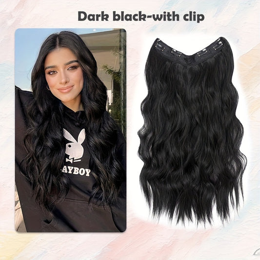 24-inch Wavy Curly Hair Extension With Invisible Headband, Adjustable Size, 4 Safety Clips, Secret Hair Extension Clips For Ladies