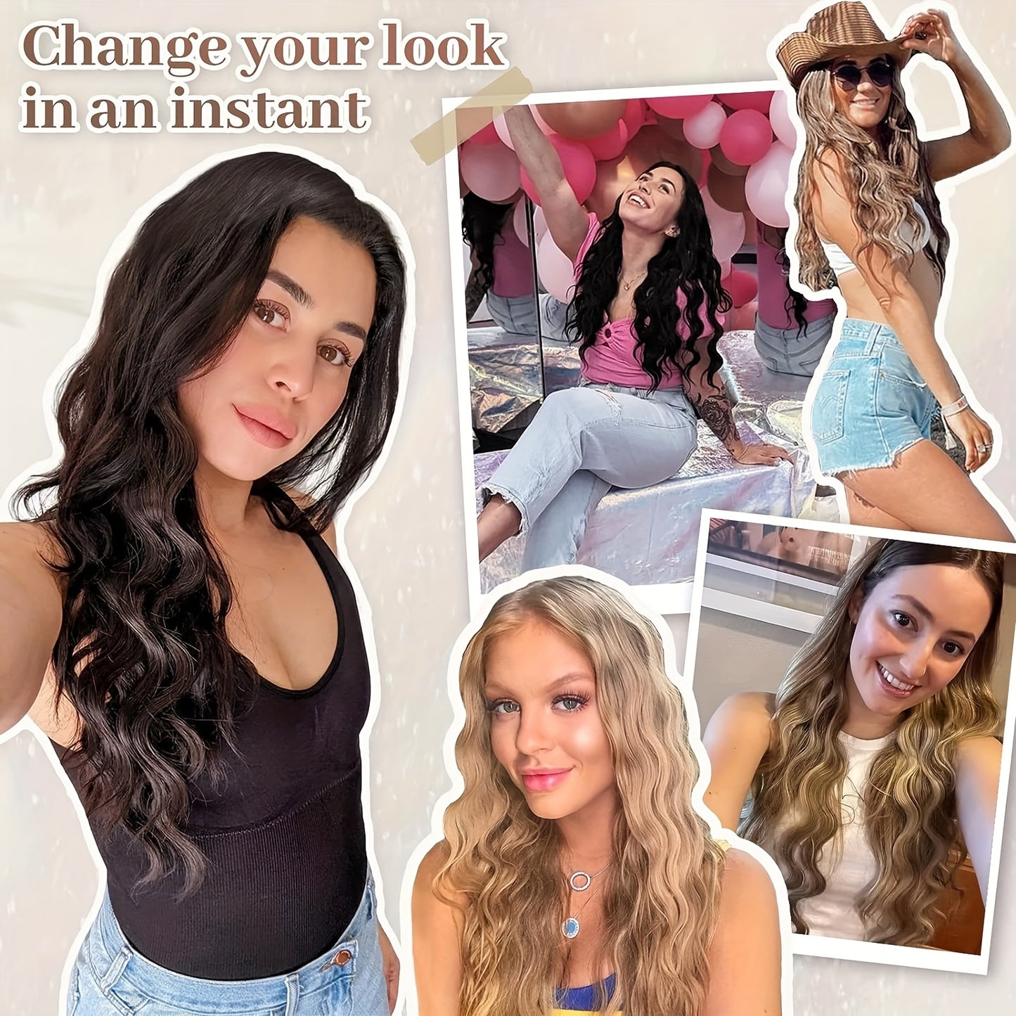 24-inch Wavy Curly Hair Extension With Invisible Headband, Adjustable Size, 4 Safety Clips, Secret Hair Extension Clips For Ladies