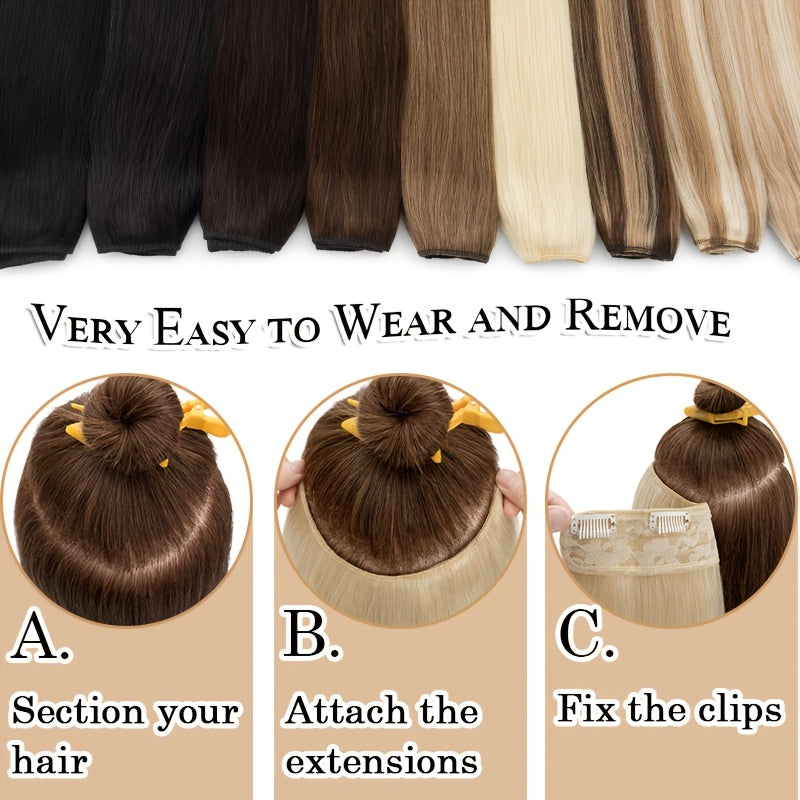 1pc 5 Clip-in Elegant Straight V-Shape Hair Extension Real Human Hair Accessories for Women and Girls 40.64-55.88cm Voluminous Look with Decorative Clips Increase Hair Volume Halloween Christmas Festival Perfect for Diverse Hairstyles Party Essentials