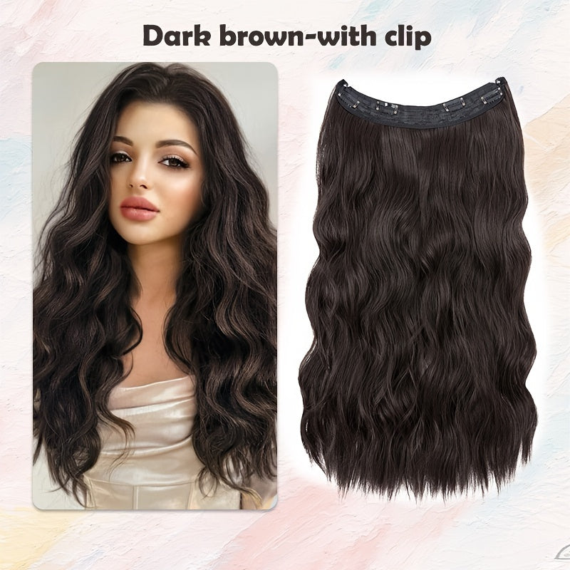 24-inch Wavy Curly Hair Extension With Invisible Headband, Adjustable Size, 4 Safety Clips, Secret Hair Extension Clips For Ladies