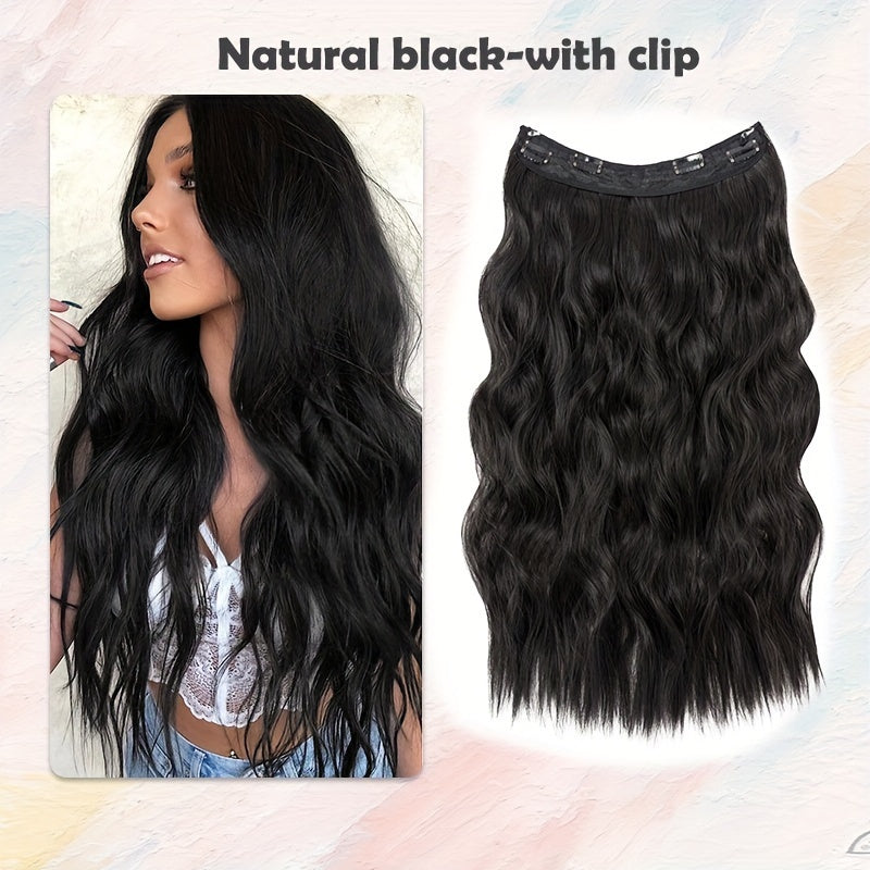 24-inch Wavy Curly Hair Extension With Invisible Headband, Adjustable Size, 4 Safety Clips, Secret Hair Extension Clips For Ladies