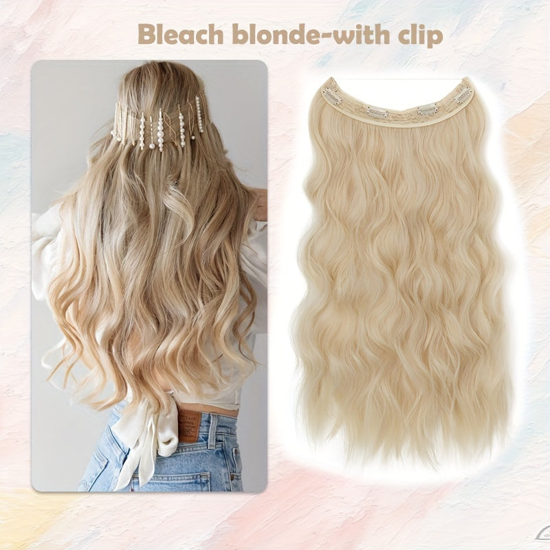 24-inch Wavy Curly Hair Extension With Invisible Headband, Adjustable Size, 4 Safety Clips, Secret Hair Extension Clips For Ladies