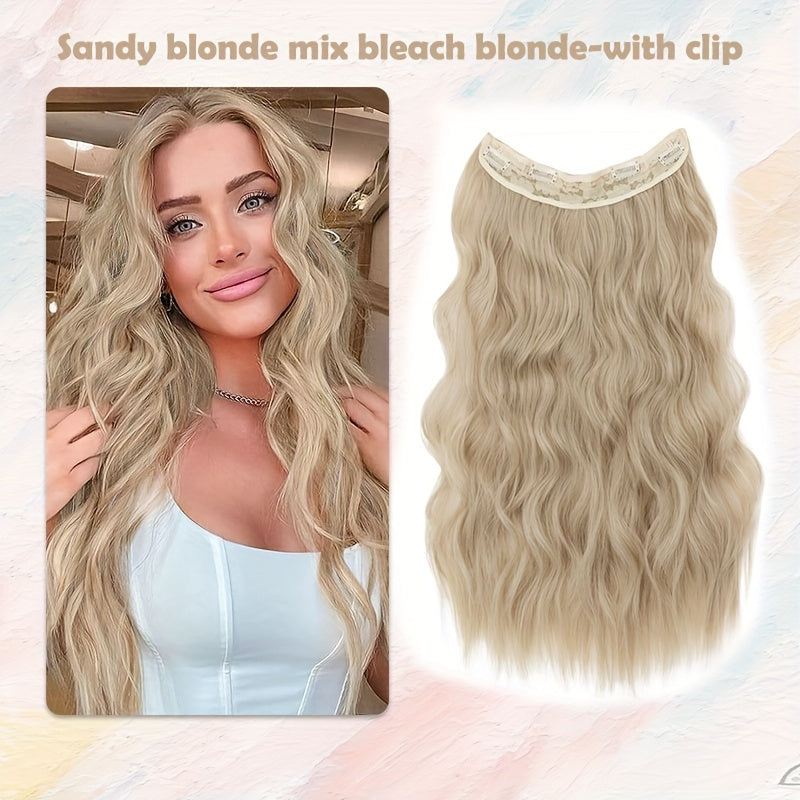 24-inch Wavy Curly Hair Extension With Invisible Headband, Adjustable Size, 4 Safety Clips, Secret Hair Extension Clips For Ladies