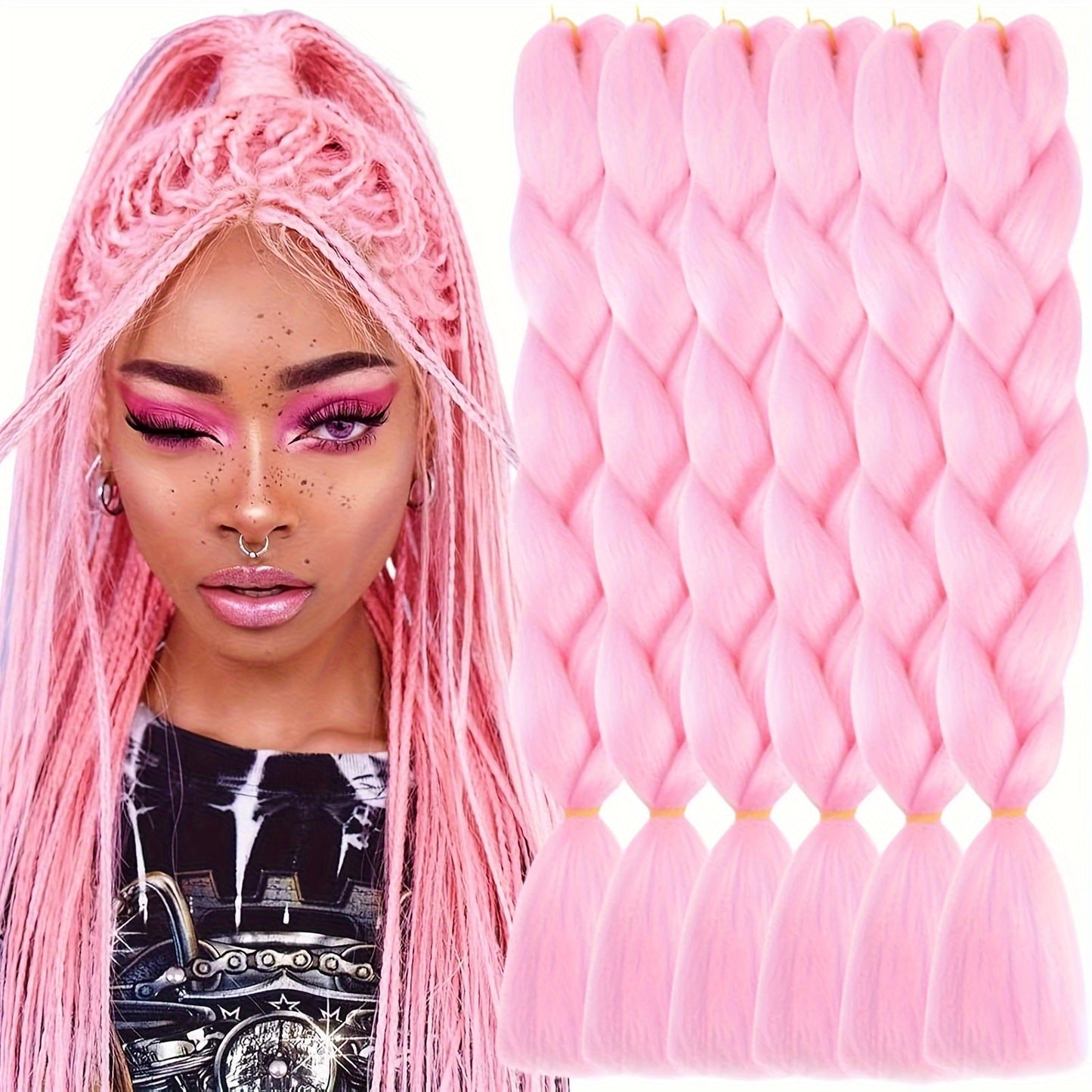 Braiding Hair Extensions for Women 6pcs 100g/Pack 24Inch High Temperature Ombre Jumbo Synthetic Braiding Hair for Twist Crochet Braids