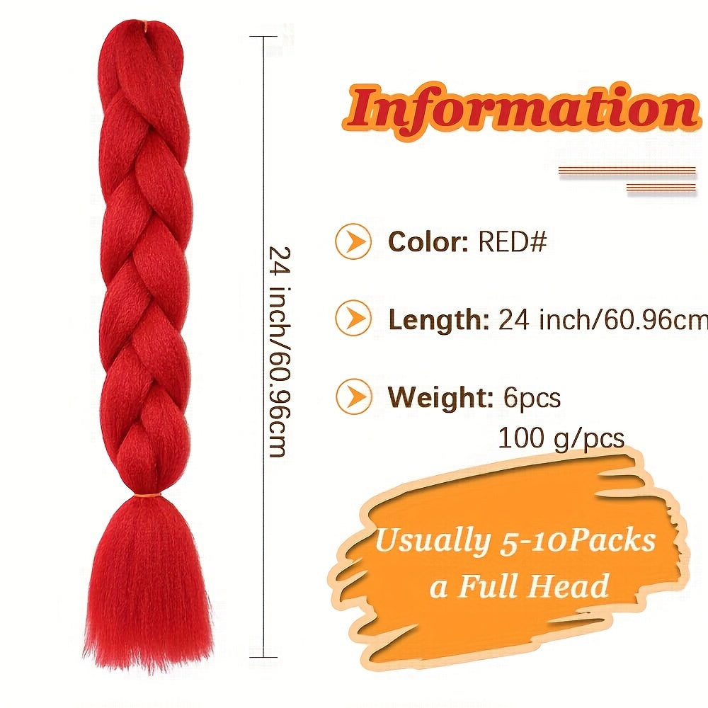 Braiding Hair Extensions for Women 6pcs 100g/Pack 24Inch High Temperature Ombre Jumbo Synthetic Braiding Hair for Twist Crochet Braids
