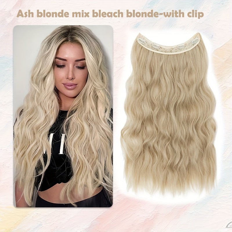 24-inch Wavy Curly Hair Extension With Invisible Headband, Adjustable Size, 4 Safety Clips, Secret Hair Extension Clips For Ladies