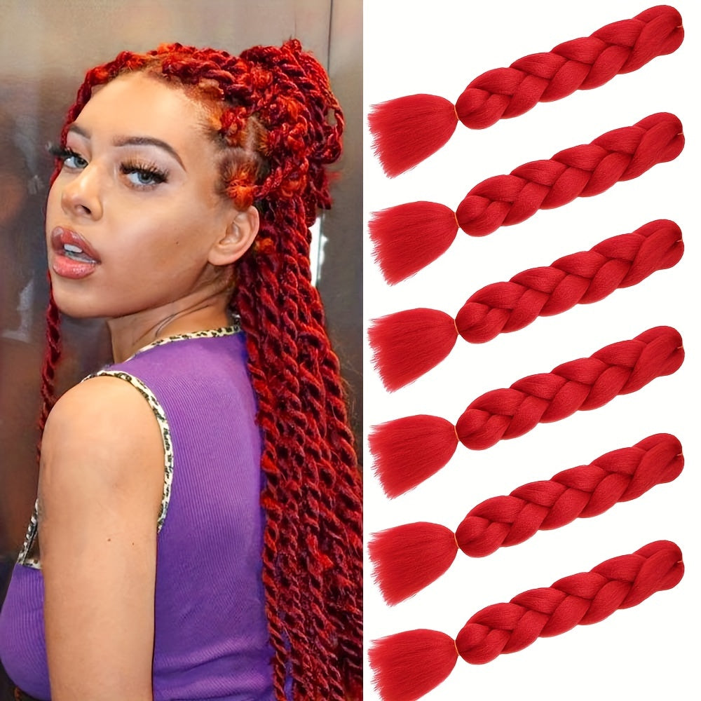 Braiding Hair Extensions for Women 6pcs 100g/Pack 24Inch High Temperature Ombre Jumbo Synthetic Braiding Hair for Twist Crochet Braids