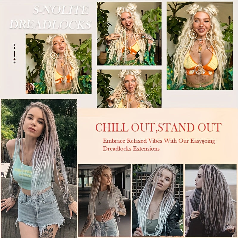 60.96 cm-3 Packs Hippie Dreadlock Extensions - Handmade Crochet Hair Braids for Women - 15 Strands Synthetic Locs with Realistic Texture And Easy to Install Design