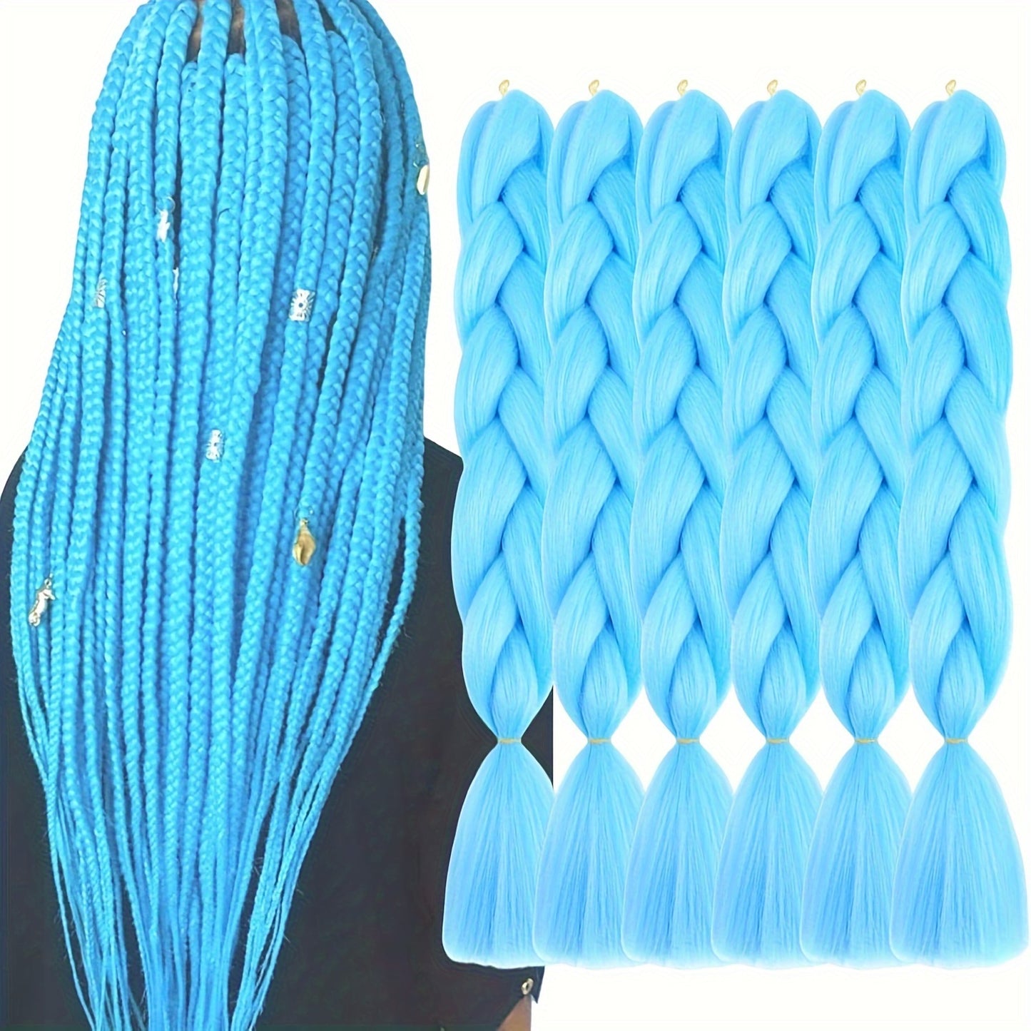 Braiding Hair Extensions for Women 6pcs 100g/Pack 24Inch High Temperature Ombre Jumbo Synthetic Braiding Hair for Twist Crochet Braids