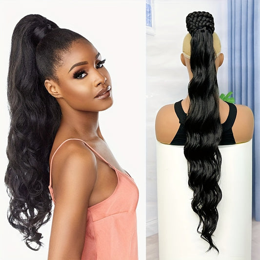 [All Occasion Synthetic Ponytail Extension] Elegant Body Wave Ponytail Extension - Versatile Synthetic Hairpiece for All Occasions