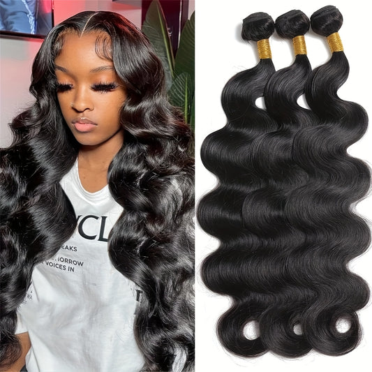 [Brazilian Body Wave Bundles] 3 Brazilian Body Wave Bundles 10A 100% Unprocessed Virgin Human Hair | 1B Natural Black Weave Bundles Deals