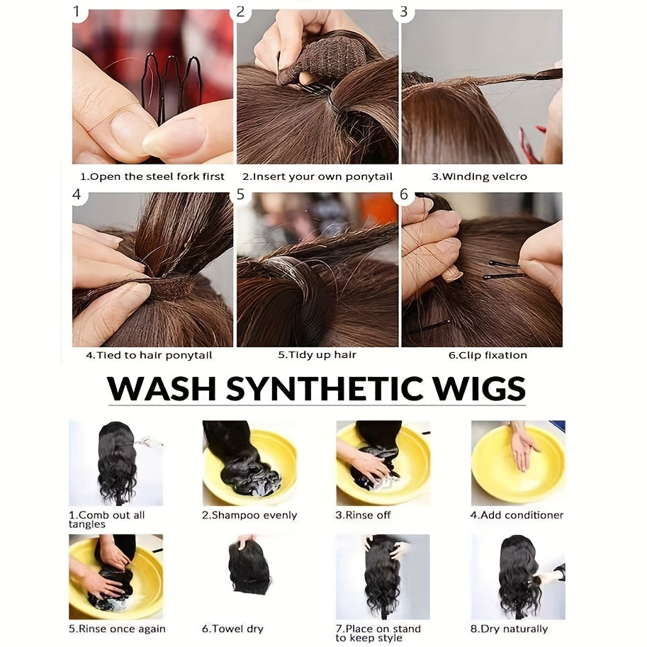 Extra-Long Golden Blonde Ponytail Extension, Braided Straight Synthetic Hairpiece with Wrap-Around Band, Soft and Natural Looking for Women'S Daily Wear, Ponytail Accessory | Elegant Style | Highquality