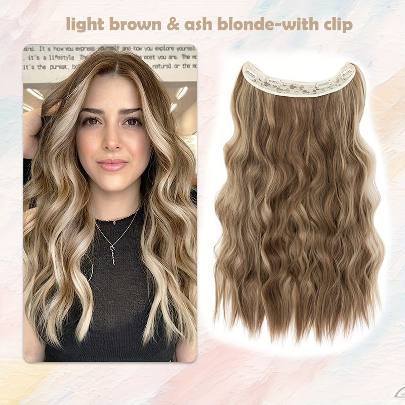 24-inch Wavy Curly Hair Extension With Invisible Headband, Adjustable Size, 4 Safety Clips, Secret Hair Extension Clips For Ladies