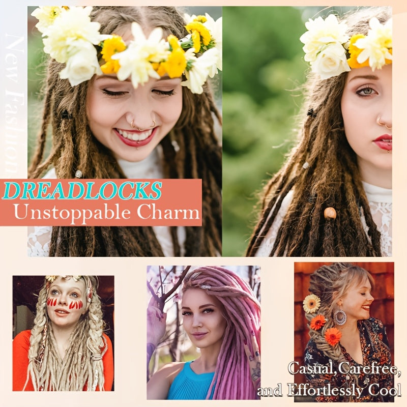 60.96 cm-3 Packs Hippie Dreadlock Extensions - Handmade Crochet Hair Braids for Women - 15 Strands Synthetic Locs with Realistic Texture And Easy to Install Design
