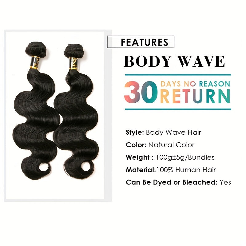 3+1 Bonus Body Wave Human Hair Bundles with HD Lace Closure - Brazilian Virgin Hair, 4x4 Free Part, Natural Black, Voluminous Body Wave Curl, for African American Women - Everyday & Special Events, Styling Versatility, Elegant Hairdo