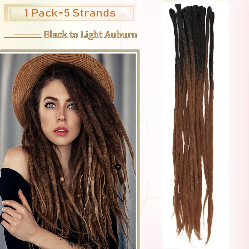 60.96 cm-3 Packs Hippie Dreadlock Extensions - Handmade Crochet Hair Braids for Women - 15 Strands Synthetic Locs with Realistic Texture And Easy to Install Design