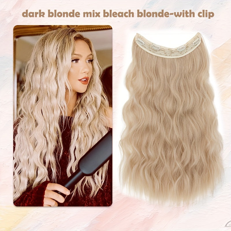 24-inch Wavy Curly Hair Extension With Invisible Headband, Adjustable Size, 4 Safety Clips, Secret Hair Extension Clips For Ladies