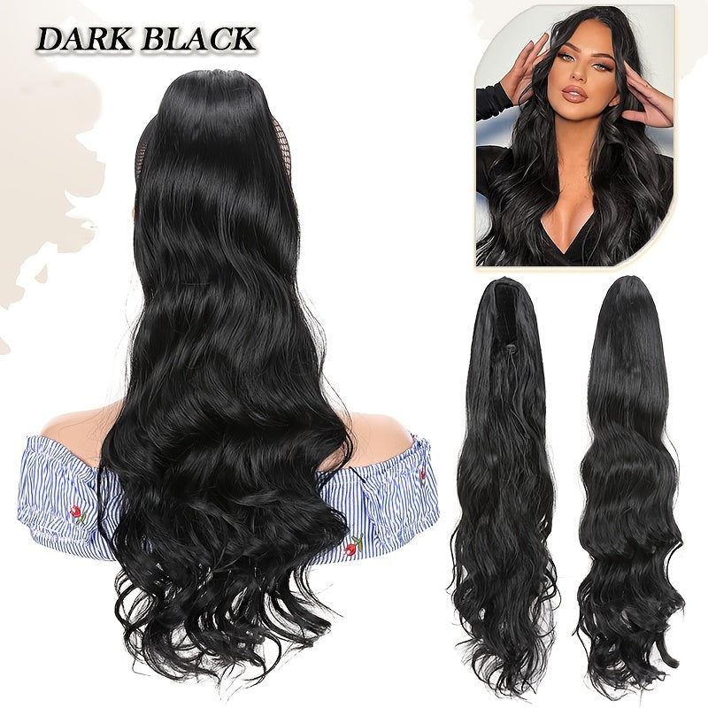 Long Curly Wavy Hair Piece Synthetic Pony Tail Extensions For Women Highlight Balayage