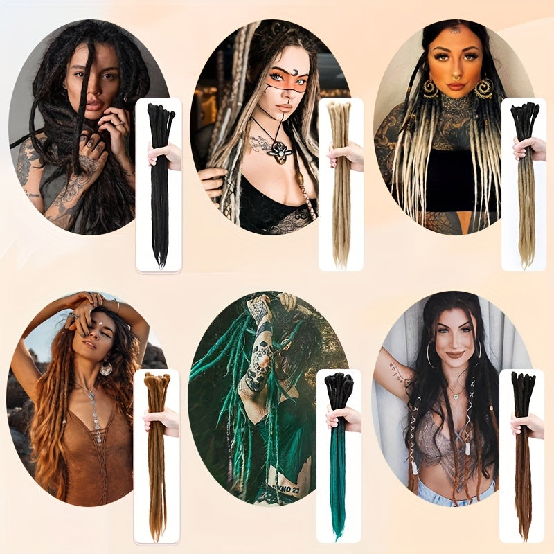 60.96 cm-3 Packs Hippie Dreadlock Extensions - Handmade Crochet Hair Braids for Women - 15 Strands Synthetic Locs with Realistic Texture And Easy to Install Design