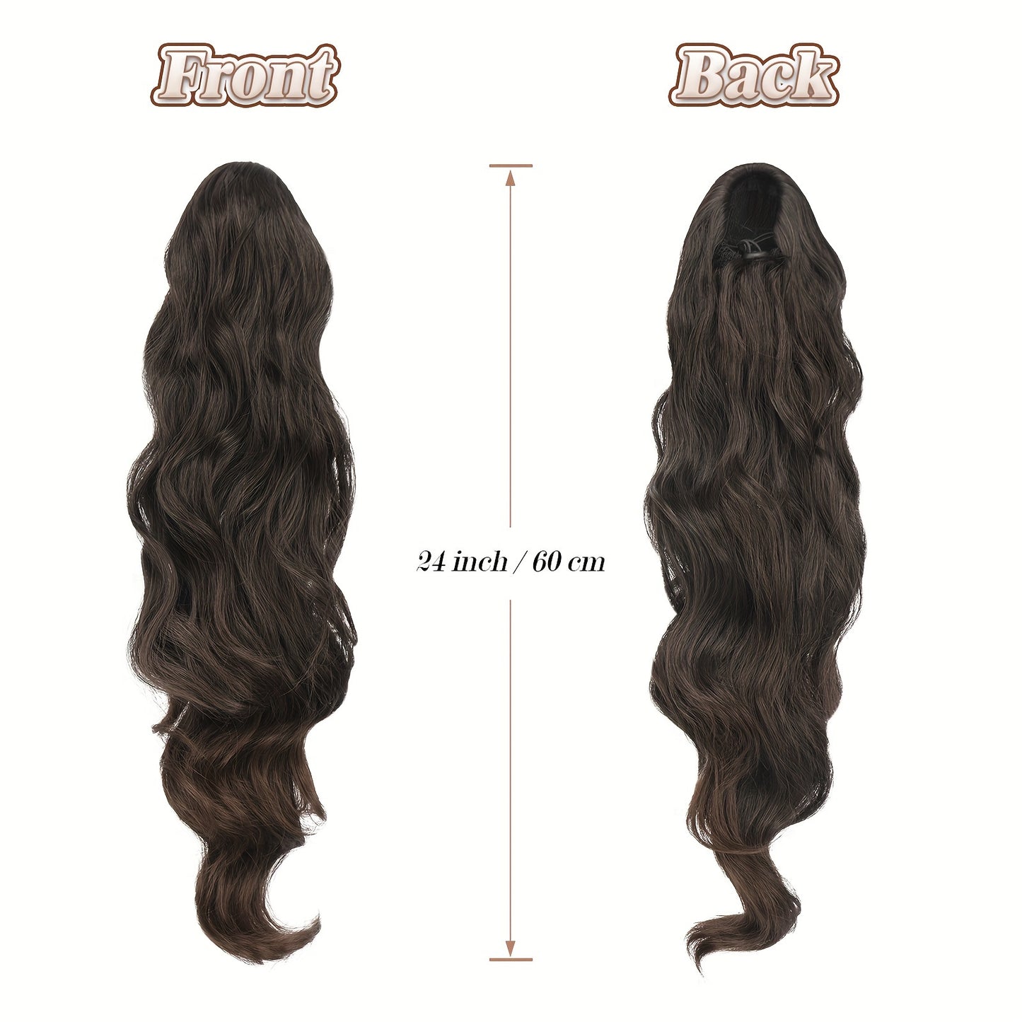 FESHFEN Long Ponytail Extension Curly Wavy Clip In Synthetic Hairpieces Drawstring Ponytail Pony Tail Hairpiece Hair Pony Extension For Women Girls