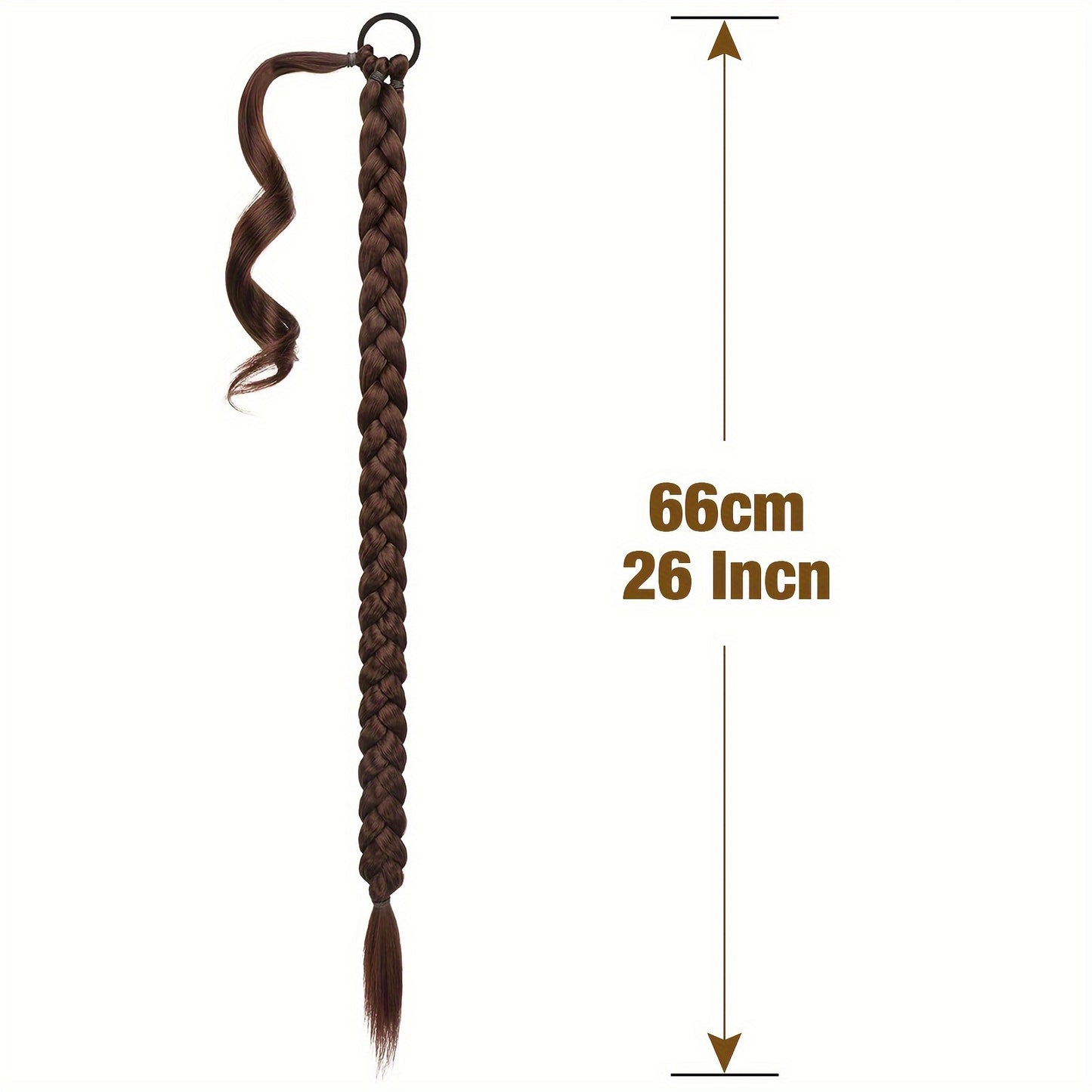 FESHFEN Long Braided Ponytail Extension with Hair Tie, Straight Wrap Around Hair Piece Ponytails for Women Syntheti Pony Hairpieces for Daily Wear