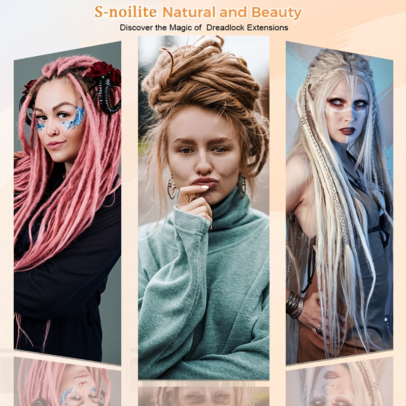 60.96 cm-3 Packs Hippie Dreadlock Extensions - Handmade Crochet Hair Braids for Women - 15 Strands Synthetic Locs with Realistic Texture And Easy to Install Design