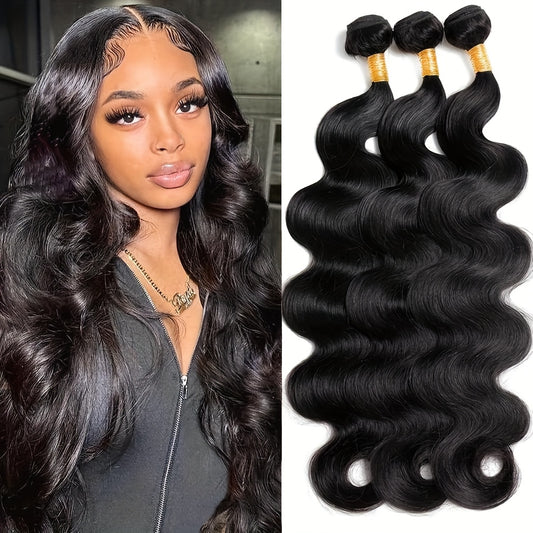 Body Wave Bundles Human Hair 12A Human Hair Bundles 100% Unprocessed Brazilian Virgin Hair Bundle Deals Quick Weave 3 Bundle Real Human Hair Natural Black Hair Extensions For Woman