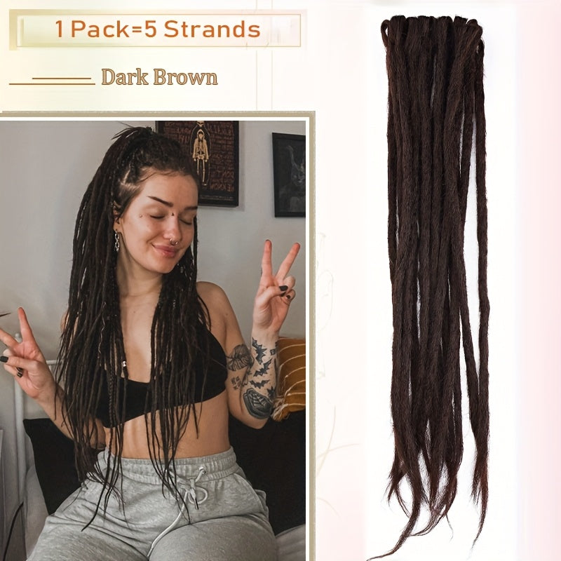 60.96 cm-3 Packs Hippie Dreadlock Extensions - Handmade Crochet Hair Braids for Women - 15 Strands Synthetic Locs with Realistic Texture And Easy to Install Design
