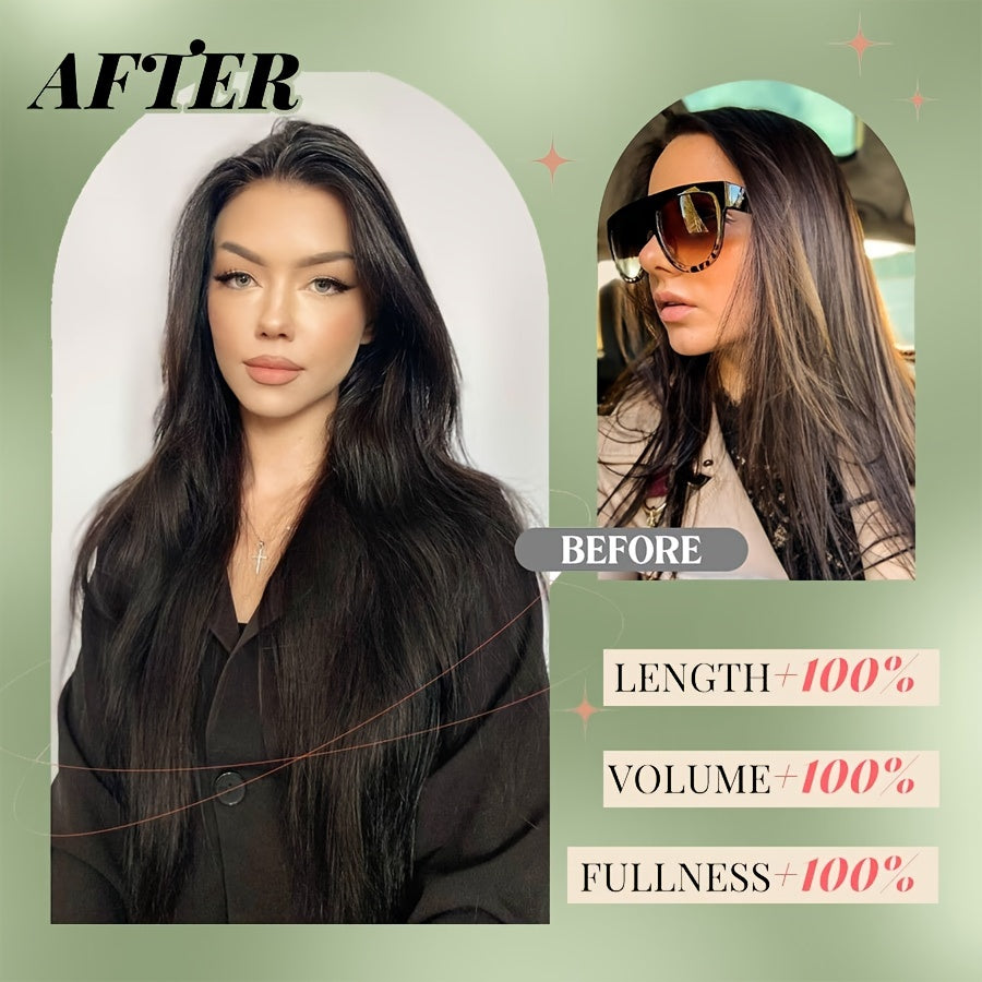 8pcs Clip In Hair Extensions Long Straight Thick Synthetic Hairpieces 22inch/55cm Silk Fiber Double Weft Natural Curly 8pieces/Set Hair Piece Highlight Mix Pure Colors For Women Daily Party Halloween Xmas