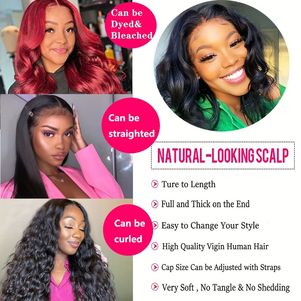 [Body Wave Hair Weave] 3 Bundles Body Wave Human Hair Weave with 4x4 Free Part Lace Closure | 100% Unprocessed Brazilian Hair, Natural Color