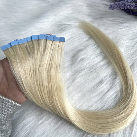 Natural Blonde Mini Tape In Human Hair Seamless Invisible Extensions 30.48-50.8 cm Long Straight Micro Tape Hair Color 60#