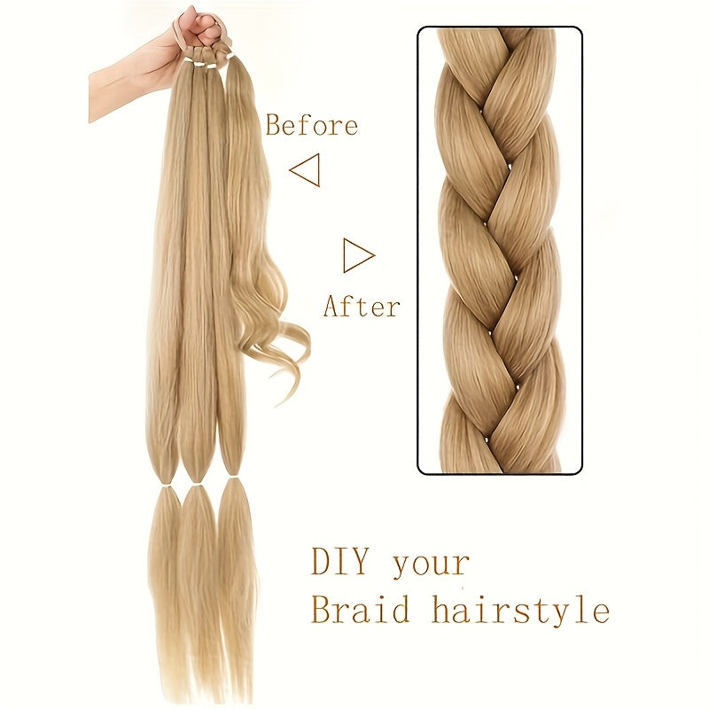Extra-Long Golden Blonde Ponytail Extension, Braided Straight Synthetic Hairpiece with Wrap-Around Band, Soft and Natural Looking for Women'S Daily Wear, Ponytail Accessory | Elegant Style | Highquality