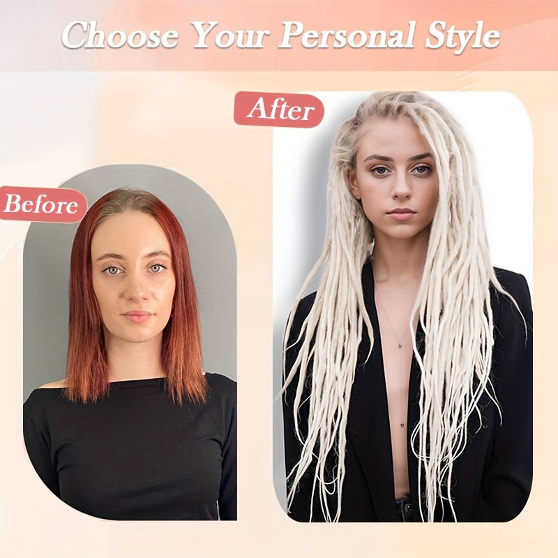 60.96 cm-3 Packs Hippie Dreadlock Extensions - Handmade Crochet Hair Braids for Women - 15 Strands Synthetic Locs with Realistic Texture And Easy to Install Design