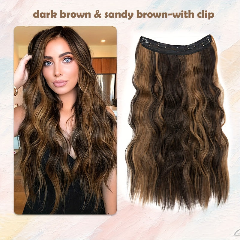 24-inch Wavy Curly Hair Extension With Invisible Headband, Adjustable Size, 4 Safety Clips, Secret Hair Extension Clips For Ladies