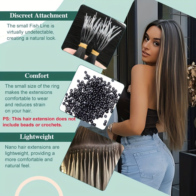 Elastic LinkDouble Drawn Human Hair Extensions I Tip Nano Ring Beads Remy Hair Extensions 50g/Pack 100% HUman Hair