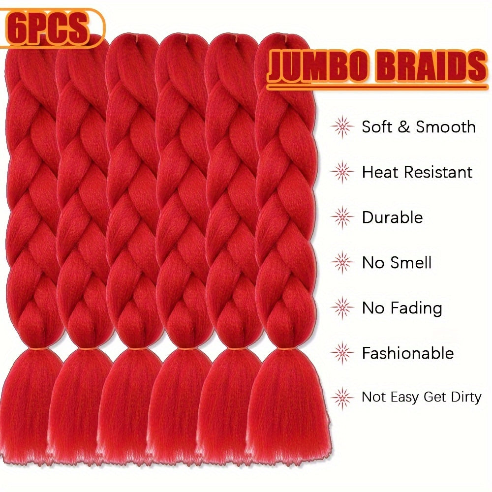 Braiding Hair Extensions for Women 6pcs 100g/Pack 24Inch High Temperature Ombre Jumbo Synthetic Braiding Hair for Twist Crochet Braids