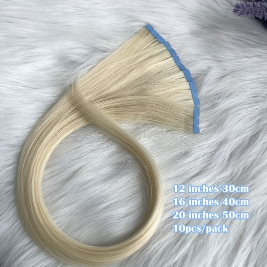Natural Blonde Mini Tape In Human Hair Seamless Invisible Extensions 30.48-50.8 cm Long Straight Micro Tape Hair Color 60#